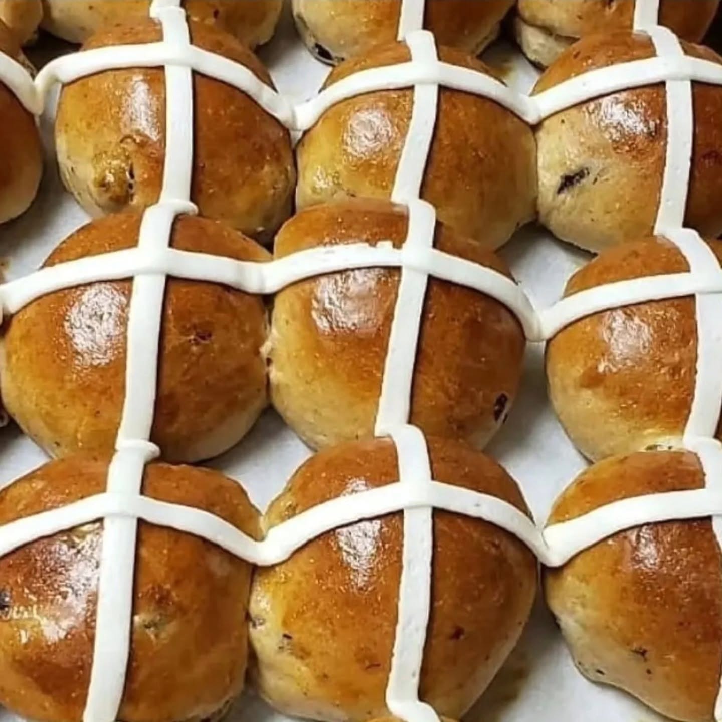 Hot cross buns with icing crosses